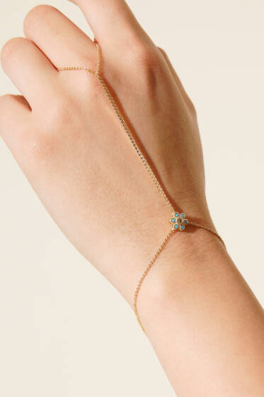Mavi Mini Çiçekli Şahmeran Gold - Bileklik