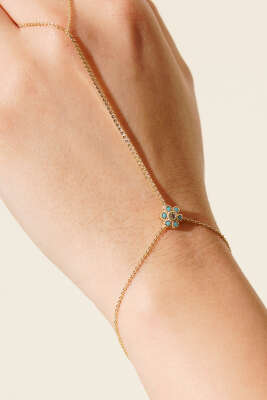 Mavi Mini Çiçekli Şahmeran Gold - Bileklik