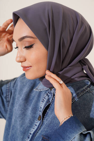 Medine İpeği Eşarp Füme - Black&White