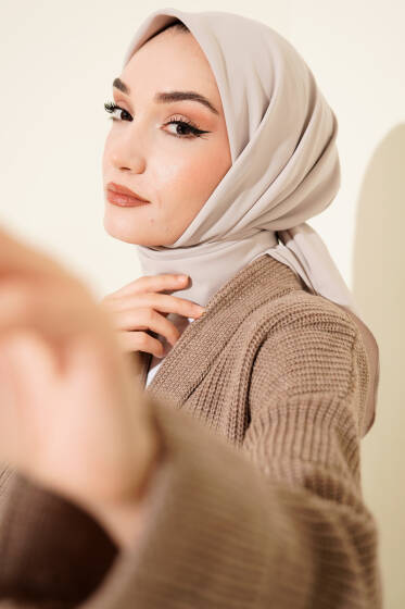 Medine İpeği Eşarp Kum Beji - Düz Eşarp