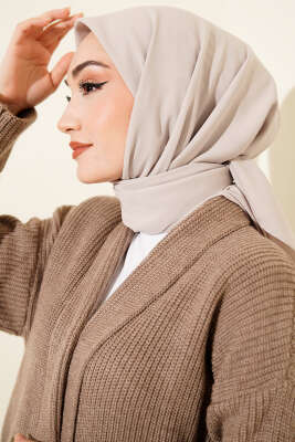 Medine İpeği Eşarp Kum Beji - Düz Eşarp