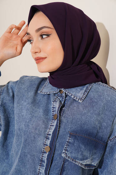 Medine İpeği Eşarp Mor - Black&White