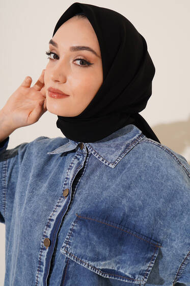 Medine İpeği Eşarp Siyah - Black&White