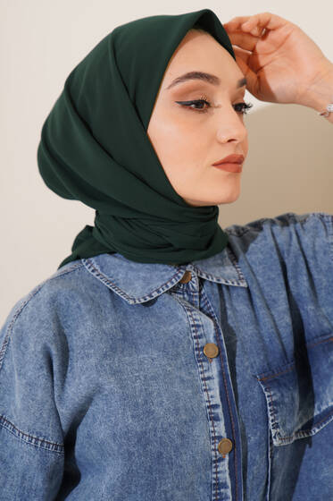 Medine İpeği Eşarp Zümrüt - Black&White