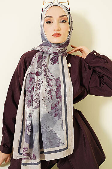 Melia Desen Bambu Kraş Şal Bej - Başörtüsü