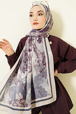 Melia Desen Bambu Kraş Şal Bej - Başörtüsü