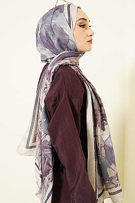 Melia Desen Bambu Kraş Şal Bej - Başörtüsü