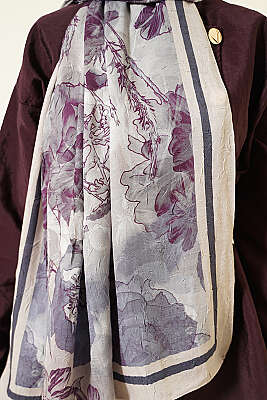 Melia Desen Bambu Kraş Şal Bej - Başörtüsü