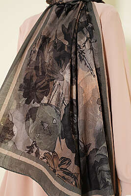 Melia Desen Bambu Kraş Şal Haki - Başörtüsü