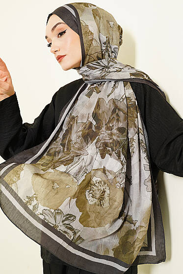 Melia Desen Bambu Kraş Şal Kamuflaj - Başörtüsü