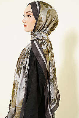Melia Desen Bambu Kraş Şal Kamuflaj - Başörtüsü