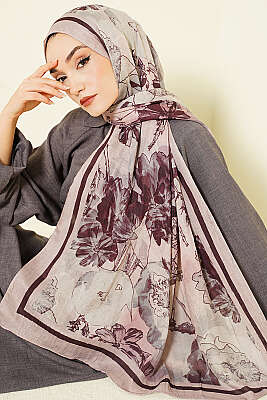 Melia Desen Bambu Kraş Şal Kum Bej - Başörtüsü