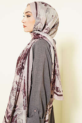 Melia Desen Bambu Kraş Şal Kum Bej - Başörtüsü