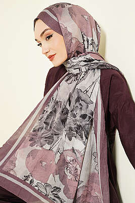 Melia Desen Bambu Kraş Şal Pudra 