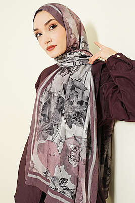 Melia Desen Bambu Kraş Şal Pudra - Başörtüsü