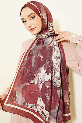 Melia Desen Bambu Kraş Şal Taba - Başörtüsü