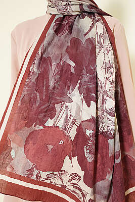 Melia Desen Bambu Kraş Şal Taba - Başörtüsü