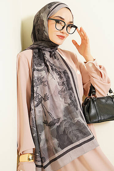 Melia Desen Bambu Kraş Şal Taş - Başörtüsü