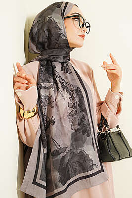 Melia Desen Bambu Kraş Şal Taş - Başörtüsü