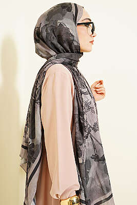 Melia Desen Bambu Kraş Şal Taş - Başörtüsü