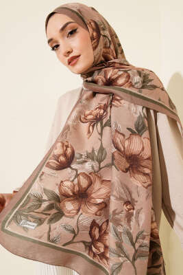 Menekşe Desen Modal Şal Kum Bej - Başörtüsü