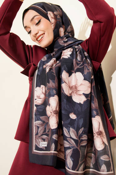 Menekşe Desen Modal Şal Parlement - Başörtüsü
