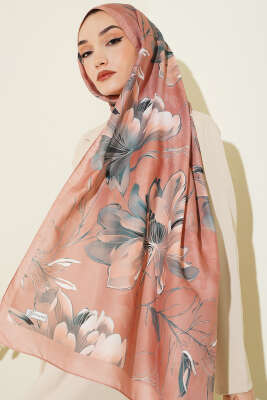 Menekşe Desen Şerit Geçişli Şal Camel - Yılın Fırsatı