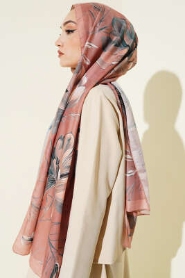 Menekşe Desen Şerit Geçişli Şal Camel - Yılın Fırsatı