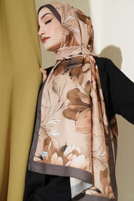 Menekşe Desen Şerit Geçişli Şal Kamuflaj Yeşili 