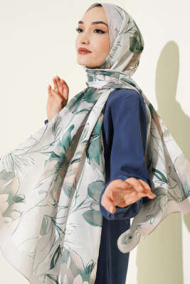 Menekşe Desen Şerit Geçişli Şal Taş - VERTU (NYD TEKSTİL)