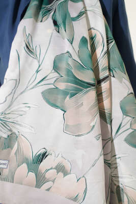 Menekşe Desen Şerit Geçişli Şal Taş - Başörtüsü