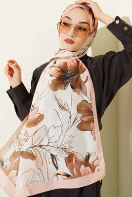 Menekşe Desen Şerit Geçişli Şal Yavru Ağzı - VERTU (NYD TEKSTİL)