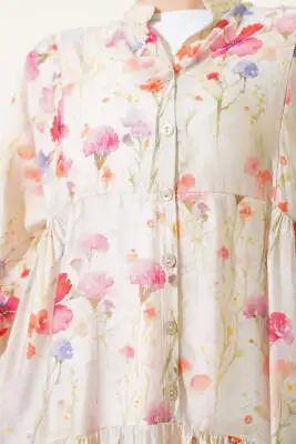 Menekşe Ebruli Desenli Elbise Yeşil - Tesettür Elbise