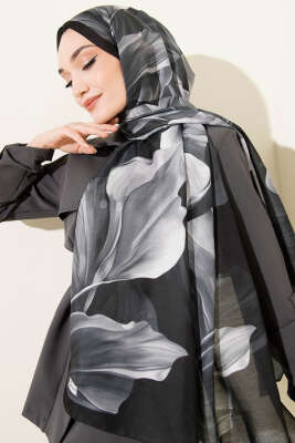 Mercan Desen Şal Antrasit - Başörtüsü