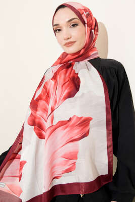 Mercan Desen Şal Bordo - Başörtüsü