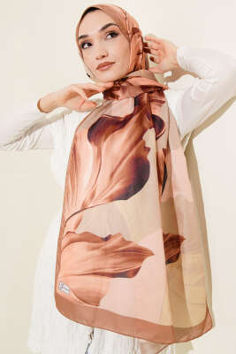 Mercan Desen Şal Latte - Başörtüsü