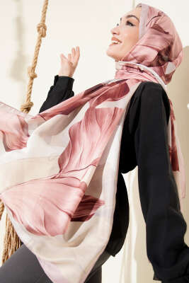 Mercan Desen Şal Pudra - Başörtüsü