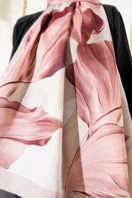 Mercan Desen Şal Pudra - Başörtüsü