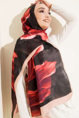 Mercan Desen Şal Siyah Latte 