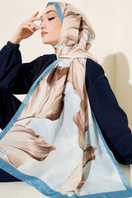 Mercan Desen Şal Soft Mavi 