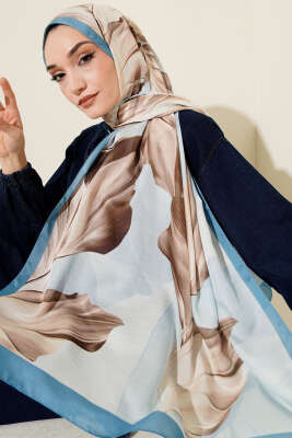 Mercan Desen Şal Soft Mavi - Başörtüsü