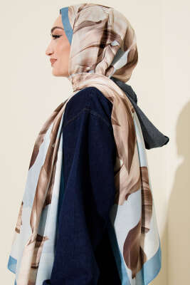 Mercan Desen Şal Soft Mavi - Başörtüsü