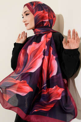 Mercan Desen Şal Vişne 