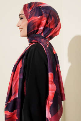 Mercan Desen Şal Vişne - Başörtüsü