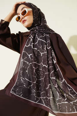 Mermer Desen Şal Acı Kahve 