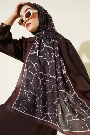 Mermer Desen Şal Acı Kahve - Günün Seçilenleri