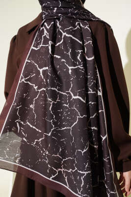 Mermer Desen Şal Acı Kahve - Günün Seçilenleri