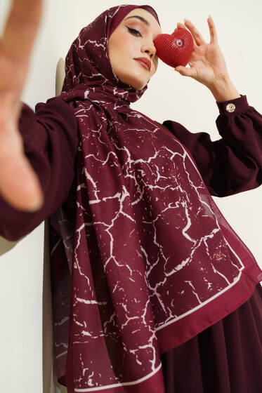 Mermer Desen Şal Bordo - Günün Seçilenleri