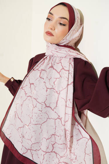 Mermer Desen Şal Bordo Bej - Günün Seçilenleri