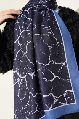Mermer Desen Şal Lacivert - Günün Seçilenleri